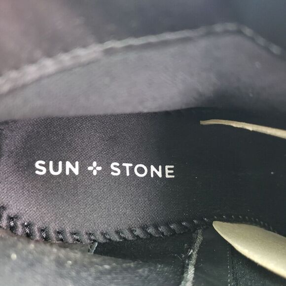 Sun + Stone Graceyy Womens Size 11 Black Faux Leather Block  Sun + Stone Graceyy Womens Size 11 Black Faux Leather Block Heel Ankle Boots
